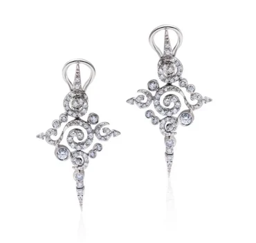 Stefan Hafner ASTRAKHAN SCROLL DIAMOND EARRINGS