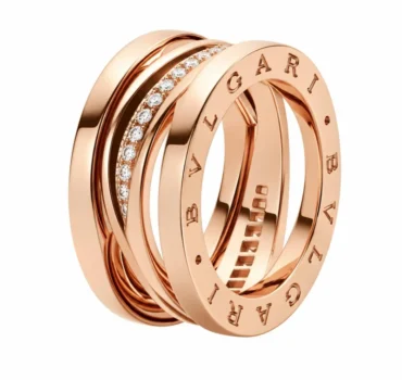 Bvlgari B.ZERO1 RING, ROSE GOLD, DIAMONDS (SIZE 53)